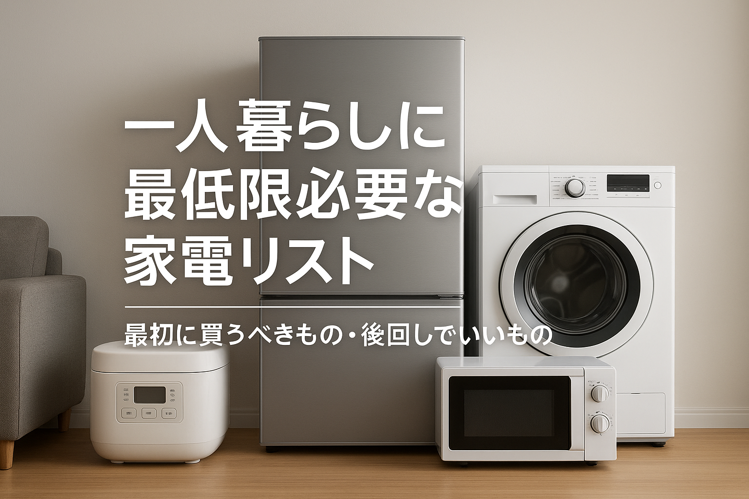 一人暮らしに最低限必要な家電リスト|最初に買うべきもの・後回しでいいもの
